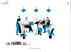 How alignminds.com looks like on a tablet such as an iPad.