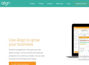 How aligntoday.com looks like on a tablet such as an iPad.