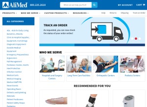 How alimed.com looks like on a tablet such as an iPad.