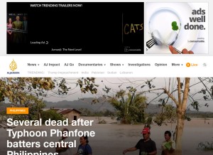 How aljazeera.com looks like on a tablet such as an iPad.