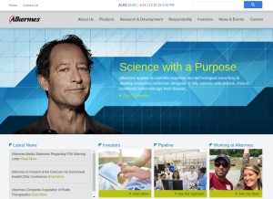 How alkermes.com looks like on a tablet such as an iPad.