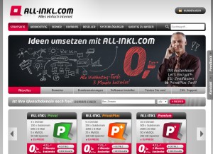 How all-inkl.com looks like on a tablet such as an iPad.