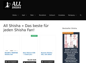 How all-shisha.de looks like on a tablet such as an iPad.