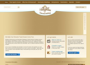 How allabouthoneymoons.com looks like on a tablet such as an iPad.