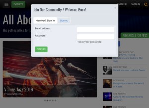 How allaboutjazz.com looks like on a tablet such as an iPad.
