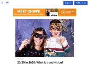 How allaboutvision.com looks like on a tablet such as an iPad.