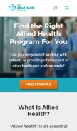 How allalliedhealthschools.com looks like on a mobile device such as an iPhone.