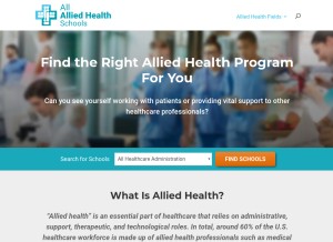 How allalliedhealthschools.com looks like on a tablet such as an iPad.