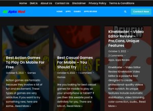 How allapksmod.com looks like on a tablet such as an iPad.