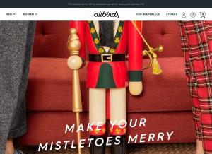 How allbirds.com looks like on a tablet such as an iPad.