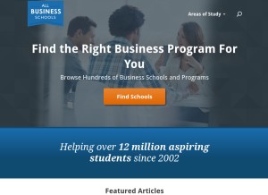 How allbusinessschools.com looks like on a tablet such as an iPad.