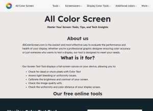 How allcolorscreen.com looks like on a tablet such as an iPad.