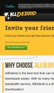 How alldebrid.com looks like on a mobile device such as an iPhone.