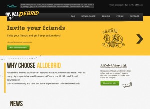How alldebrid.com looks like on a tablet such as an iPad.