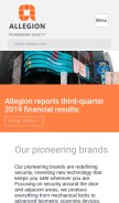 How allegion.com looks like on a mobile device such as an iPhone.