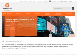 How allegion.com looks like on a tablet such as an iPad.