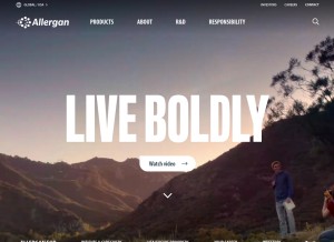 How allergan.com looks like on a tablet such as an iPad.
