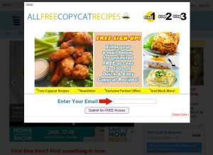How allfreecopycatrecipes.com looks like on a tablet such as an iPad.