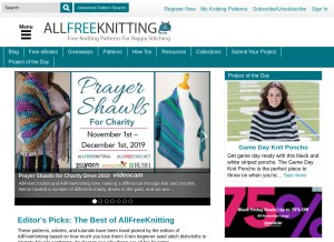 How allfreeknitting.com looks like on a tablet such as an iPad.