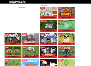 How allgames.io looks like on a tablet such as an iPad.
