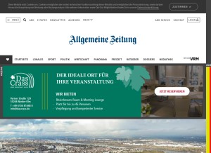 How allgemeine-zeitung.de looks like on a tablet such as an iPad.