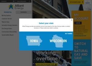 How alliantenergy.com looks like on a tablet such as an iPad.