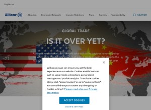 How allianz.com looks like on a tablet such as an iPad.