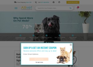 How allivet.com looks like on a tablet such as an iPad.