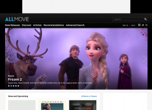 How allmovie.com looks like on a tablet such as an iPad.