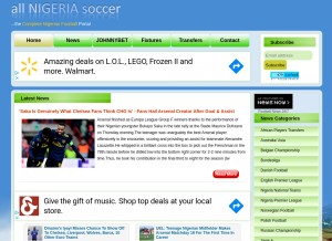 How allnigeriasoccer.com looks like on a tablet such as an iPad.