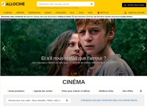 How allocine.net looks like on a tablet such as an iPad.