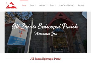 How allsaintshoboken.com looks like on a tablet such as an iPad.