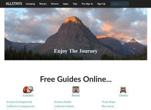 How allstays.com looks like on a tablet such as an iPad.