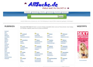 How allsuche.de looks like on a tablet such as an iPad.