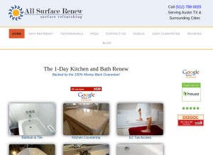How allsurfacerenew.com looks like on a tablet such as an iPad.