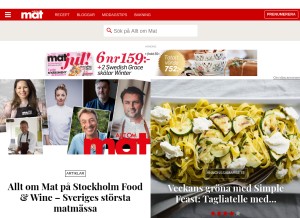 How alltommat.se looks like on a tablet such as an iPad.