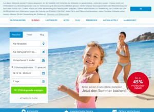 How alltours.de looks like on a tablet such as an iPad.