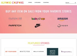 How almondcoupons.com looks like on a tablet such as an iPad.