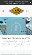 How almondsurfboards.com looks like on a mobile device such as an iPhone.