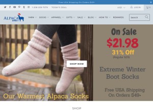 How alpacadirect.com looks like on a tablet such as an iPad.