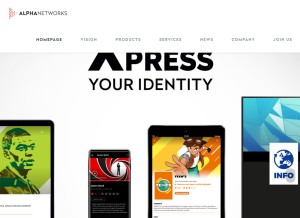 How alphanetworks.be looks like on a tablet such as an iPad.