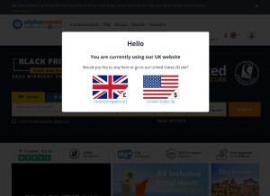 How alpharooms.com looks like on a tablet such as an iPad.