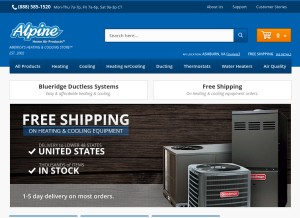 How alpinehomeair.com looks like on a tablet such as an iPad.