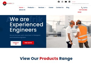 How alsafriksteel.com looks like on a tablet such as an iPad.