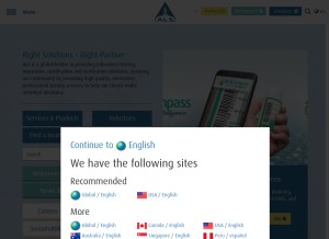 How alsglobal.com looks like on a tablet such as an iPad.