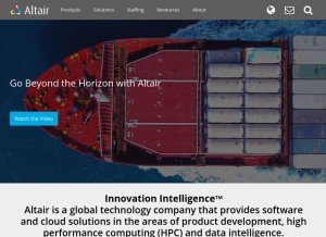 How altair.com looks like on a tablet such as an iPad.