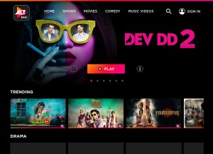 How altbalaji.com looks like on a tablet such as an iPad.