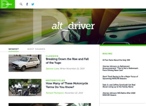 How altdriver.com looks like on a tablet such as an iPad.