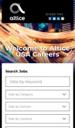 How alticeusacareers.com looks like on a mobile device such as an iPhone.
