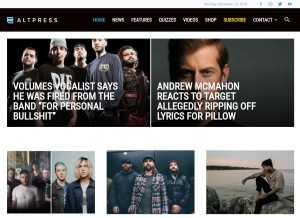 How altpress.com looks like on a tablet such as an iPad.